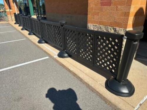(8) 48" SECTIONS OF BLACK PLASTIC PORTABLE FENCING / PARTITION.