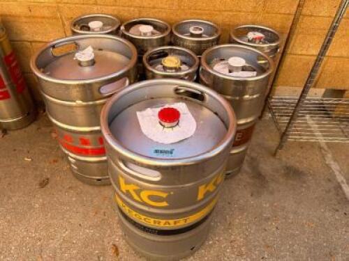 (8) ASSORTED FULL / UNOPENED KEGS.