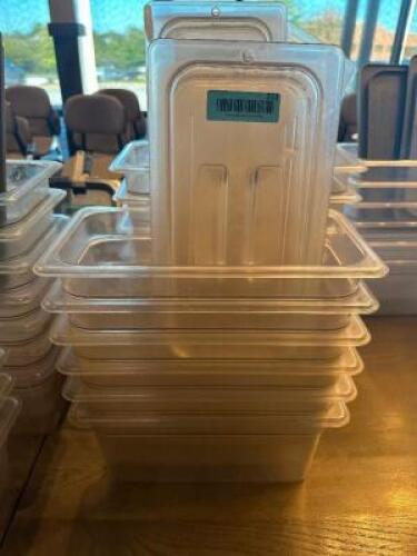 (6) 1/3 SIZE PLASTIC INSERTS W/ LIDS