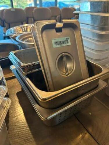 (1) LOT OF (5) ASSORTED STAINLESS INSERTS.