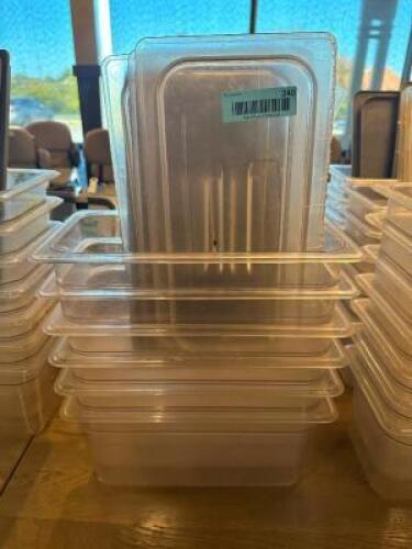 (6) 1/3 SIZE PLASTIC INSERTS W/ LIDS