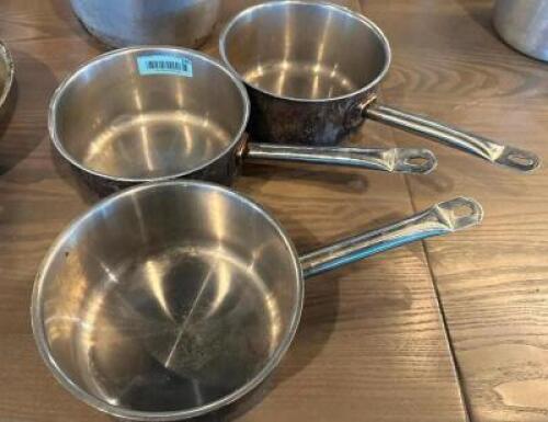 (3) 8" STAINLESS SAUCE POTS