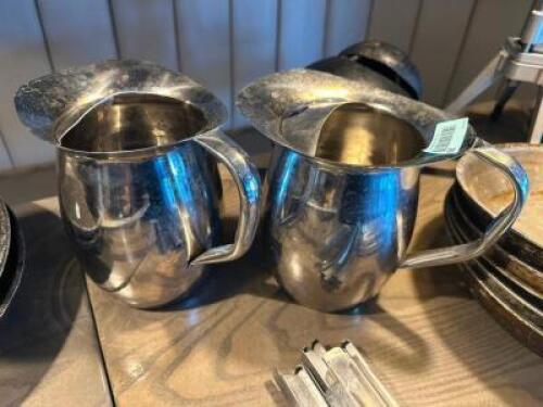 (2) STAINLESS WATER PITCHERS