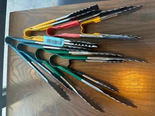 (9) STAINLESS TONGS.