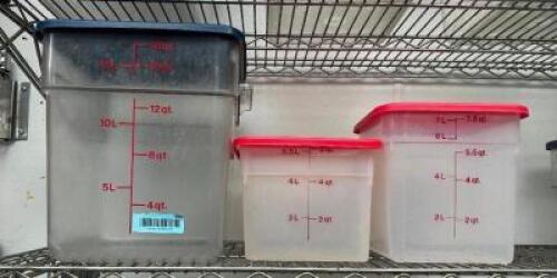 (3) ASSORTED PLASTIC CONTAINERS W/ LIDS