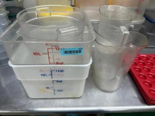 (1) LOT OF ASSORTED PLASTIC CONTAINERS AND PITCHER - NO LIDS