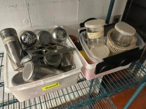 (2) PLASTIC CONTAINERS OF ASSORTED SMALL WARES.