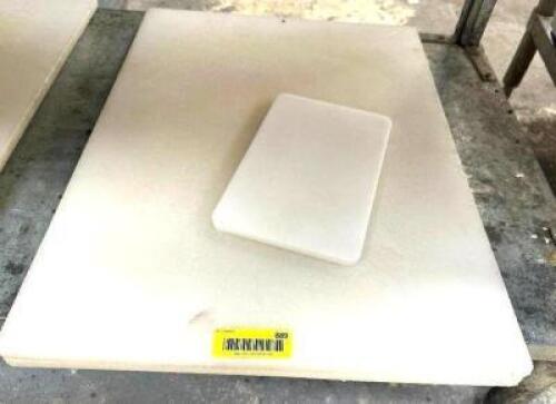 (2) 18" WHITE PLASTIC CUTTING BOARDS