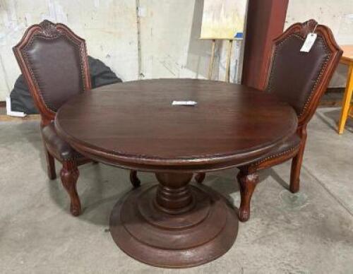 FELECIA SOLID MAHOGANY GAME TABLE WITH MATCHING AGATHA CHIFON SIDE CHAIRS
