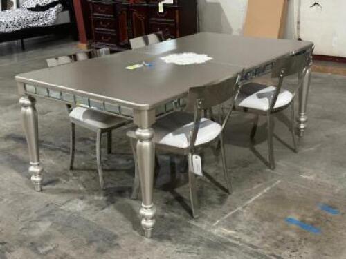 96" MIRRORED DINNING TABLE AND CHAIR SET