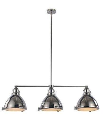 Polished Nickel Vintage 3 Light Adjustable Linear Chandelier