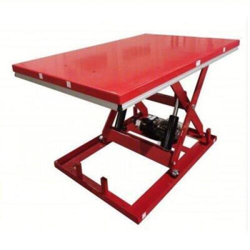 DESCRIPTION: (1) ELECTRIC SCISSOR LIFT TABLE BRAND/MODEL: DAYTON/35KT40 INFORMATION: 4000LB CAPACITY, 43" MAX LIFT HEIGHT, SIZE: 48" X 72" PLATFORM RE