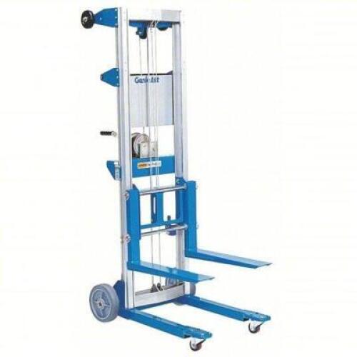 DESCRIPTION: (1) MANUAL FORK OVER STACKER BRAND/MODEL: GENIE/GL8 INFORMATION: 400LB LOAD CAPACITY RETAIL$: $1,770.27 QTY: 1