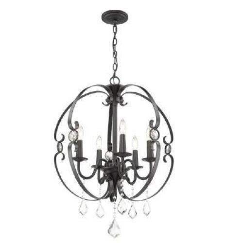 DESCRIPTION: WHITCHER 5-LIGHT CANDLE STYLE GLOBE CHANDELIER BRAND/MODEL: GOLDEN LIGHTING RETAIL$: $243.99 QTY: 1
