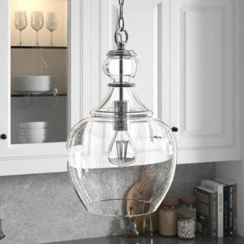 DESCRIPTION: VERONA SEEDED GLASS PENDANT RETAIL$: $109.99 QTY: 1