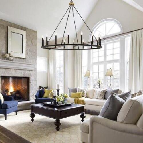 DESCRIPTION: FINCHLEY 16-LIGHT WAGON WHEEL CHANDELIER RETAIL$: $529.99 QTY: 1