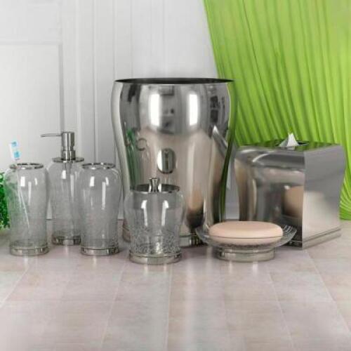 DESCRIPTION: SLOTEN 7PC BATHROOM ACCESSORY KTI BRAND/MODEL: NU STEEL COY-7PC/SET RETAIL$: $96.99 QTY: 1