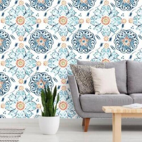 DESCRIPTION: 32 SQFT TERESA MEDALLION MEDLEY PAINTABLE PEEL AND STICK WALLPAPER RETAIL$: $51.99 QTY: 1