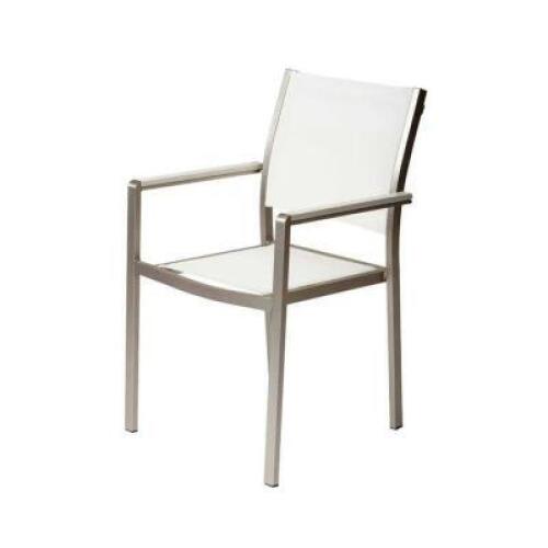 DESCRIPTION: 6CT SET OF DAVID STACKING PATIO ARMCHAIRS RETAIL$: $1,399.00 QTY: 1