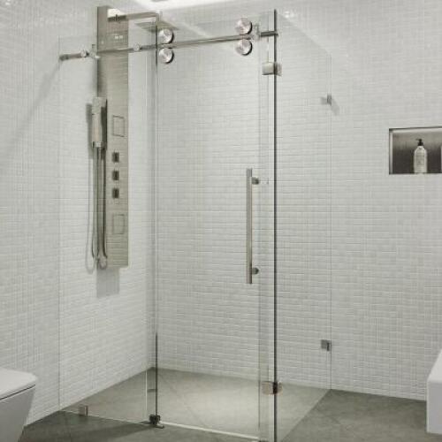 DESCRIPTION: WINSLOW SHOWER ENCLOSURE BRAND/MODEL: VIGO VG6051STCL48 SIZE: 46.5"X74" RETAIL$: $889.99 QTY: 1