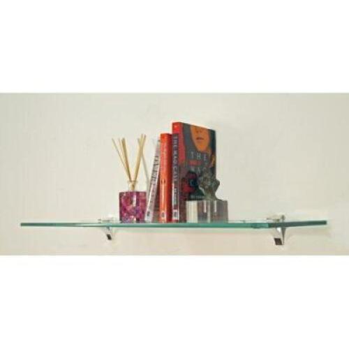 DESCRIPTION: SET OF (4) FLOATING GLASS BATHROOM SHELF RETAIL$: $239.99 QTY: 1
