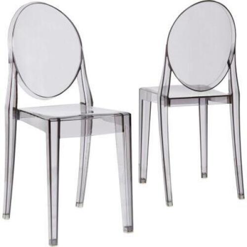 DESCRIPTION: SET OF (2) GHOST VICTORIA STACKING PATION CHAIR BRAND/MODEL: KARTELL RETAIL$: $370.00 QTY: 1