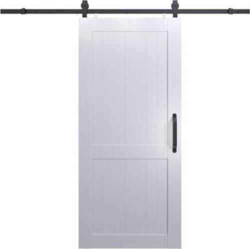 DESCRIPTION: MILLBROOKE WHITE H-STYLE PVC VINYL SLIDING BARN DOOR WITH HARDWARE KIT BRAND/MODEL: PINECROFT SIZE: 36"X84" RETAIL$: $310.07 QTY: 1
