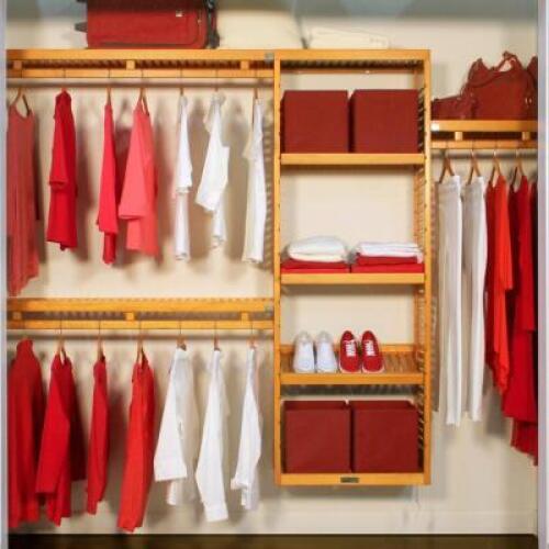 DESCRIPTION: 96" CLOSET SYSTEM BRAND/MODEL: JOHN LOUIS HOME SIZE: 72"X96"X12" RETAIL$: $340.00 QTY: 1