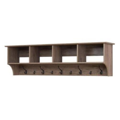 DESCRIPTION: MANZANOLA 60" DRIFTED GRAY WALL MOUNT COAT RACK SIZE: 16.5"X60"X11.5" RETAIL$: $162.00 QTY: 1