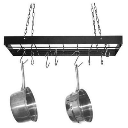 DESCRIPTION: RECTANGULAR HANGING POT RACK SIZE: 24.25"X2"X15" RETAIL$: $29.00 QTY: 1