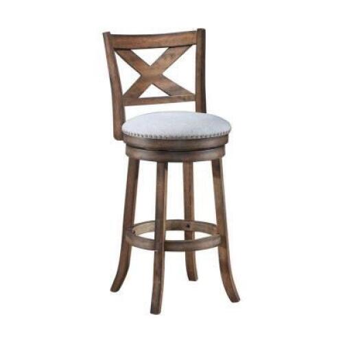 DESCRIPTION: MACKIN WOODEN SWIVEL BAR STOOL RETAIL$: $113.99 QTY: 1