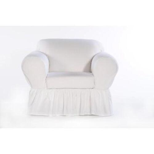 DESCRIPTION: SKIRTED BOX CUSHION ARMCHAIR SLIPCOVER SIZE: 36"X42"X35" RETAIL$: $98.99 QTY: 1