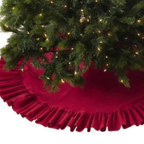 DESCRIPTION: RUFFLED COTTON TREE SKIRT SIZE: 56" RETAIL$: $31.00 QTY: 1
