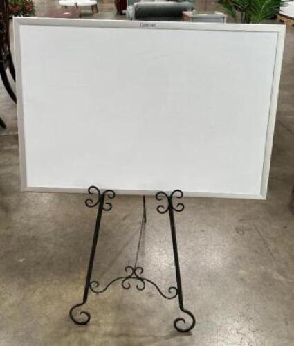 DESCRIPTION: DECORATIVE EASEL WITH WHITE BOARD QTY: 1