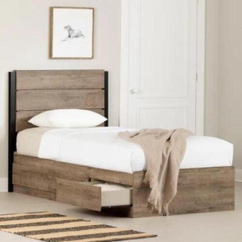 DESCRIPTION: BETHANY STORAGE PLATFORM BED SIZE: TWIN RETAIL$: $479.99 QTY: 1