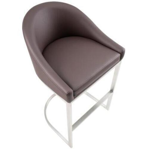 DESCRIPTION: OTUS 26" BRUSHED STAINLESS STEEL CURVED STATIONARY COUNTER STOOL RETAIL$: $206.00 QTY: 1