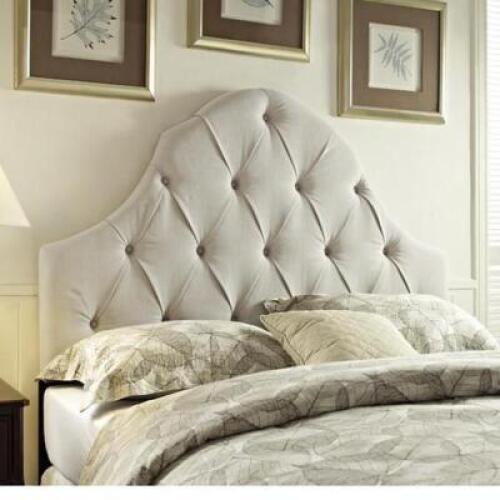DESCRIPTION: MARTINA UPHOLSTERED PANEL HEADBOARD SIZE: FULL/QUEEN RETAIL$: $269.99 QTY: 1