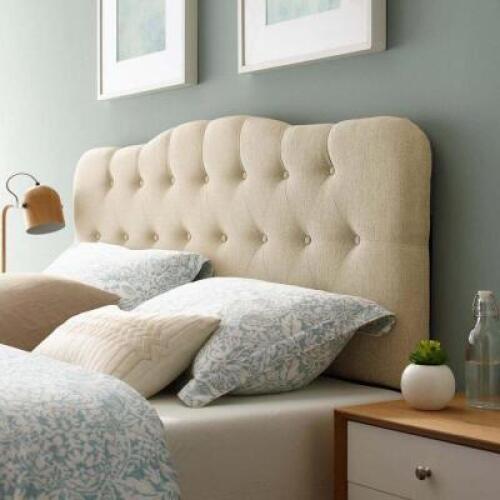 DESCRIPTION: POE ARCH UPHOLSTERED PANEL HEADBOARD SIZE: KING RETAIL$: $249.99 QTY: 1