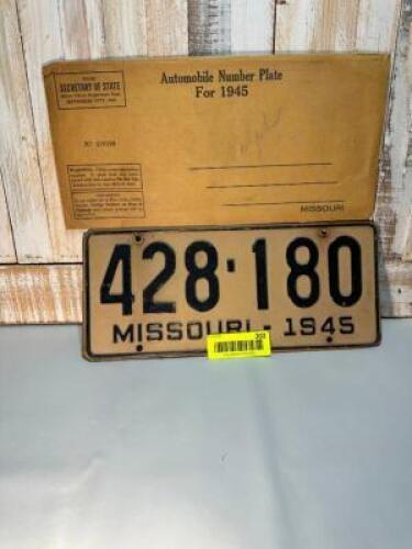STATE OF MO 1945 LICENSE PLATE