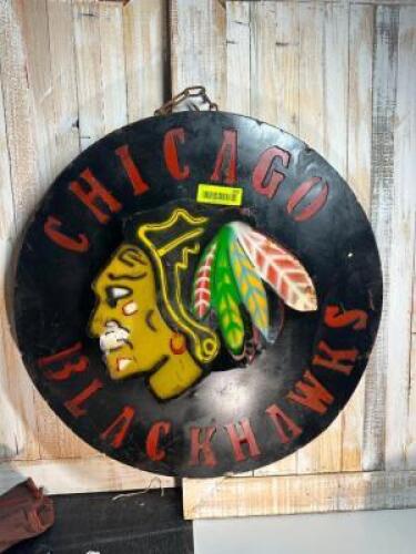 METAL BLACKHAWKS SIGN