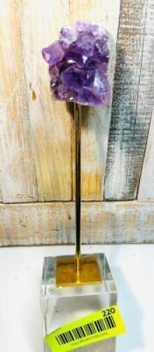 AMETHYST WITH GOLD BORADER ON LUCIT STAND