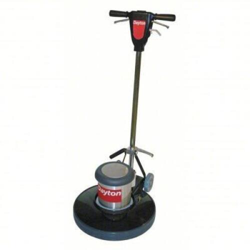 DESCRIPTION: (1) FLOOR SCRUBBER BRAND/MODEL: DAYTON #6UFR4 SIZE: 20 IN MACHINE SIZE, 1.5 HP MOTOR, 115V AC @ 15A, 60 HZ, 175 RPM BRUSH SPEED RETAIL$: