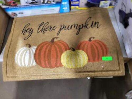 DESCRIPTION: (2) WELCOME MATS INFORMATION: "HEY THERE PUMPKIN" RETAIL$: $15.00 EA QTY: 2