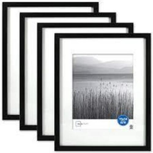 DESCRIPTION: (1) PACK OF (4) PICTURE FRAMES BRAND/MODEL: MAINSTAYS INFORMATION: BLACK SIZE: 8X10 RETAIL$: $25.92 EA QTY: 1