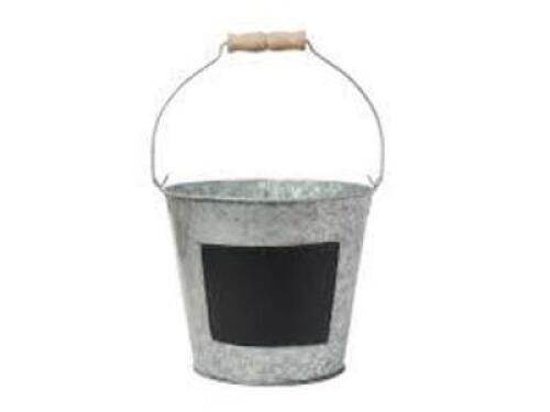 DESCRIPTION: (3) METAL PAIL BRAND/MODEL: HOSLEY #H63924WA INFORMATION: SILVER SIZE: 5.75" RETAIL$: $3.48 EA QTY: 3