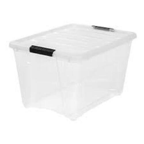 DESCRIPTION: (1) STORAGE TOTE BRAND/MODEL: IRIS #TB-56D INFORMATION: CLEAR SIZE: 53 QT RETAIL$: $20.00 EA QTY: 1