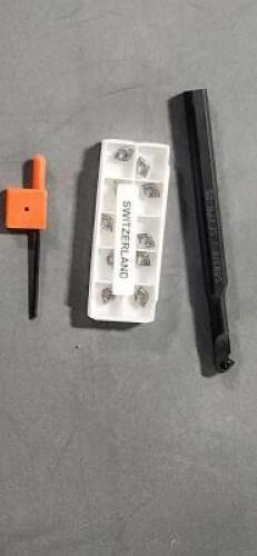 DESCRIPTION: (1) FACING AND TRACING BORING BAR WITH (10) EPGT CARBIDE INSERS BRAND/MODEL: SPI 82-652-9 SIZE: 3/8" RETAIL$: $167.55 QTY: 1