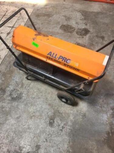 DESCRIPTION: (1) KEROSENE FORCED AIR HEATERBRAND/MODEL: ALL PROINFORMATION: 125,000 BTU, LOCATED AT SHAPIRO METAL SUPPLYQTY: 1