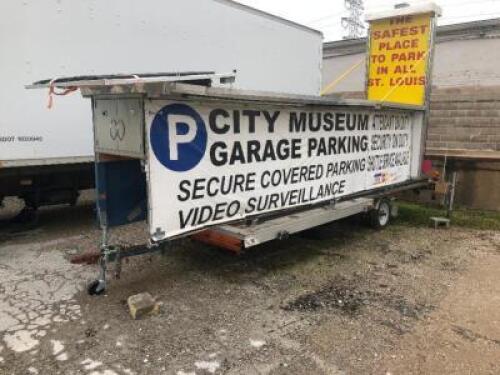 17'5" X 90" SINGLE AXLE ADVERTISING TRAILER W/ BANNER FRAMES, SOLAR PANEL, LED LIGHT STRIPS, AND (3) TRAILER STANDS