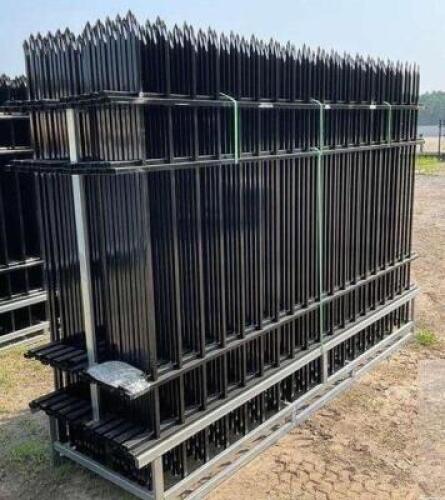 (22) 7' X 10' SECTION OF METAL POWDER COATED FENCE PANELS + 23 POST PIECES.